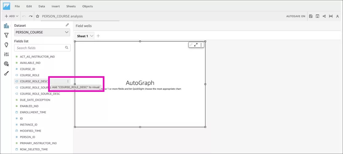 Snowflakeでハイライトされたデータセット内のフィールド