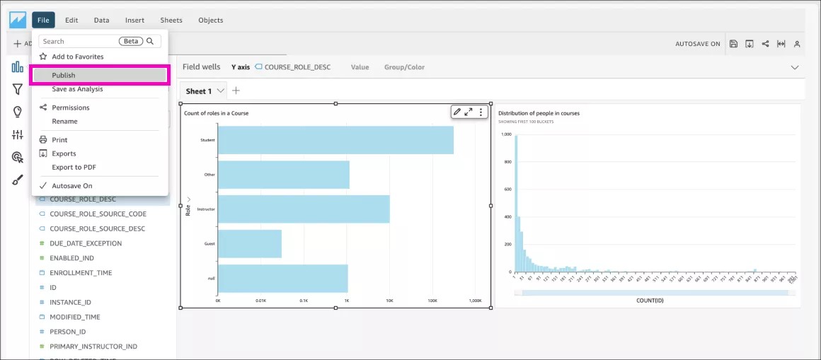 Menu suspenso de arquivos com Publicar destacado