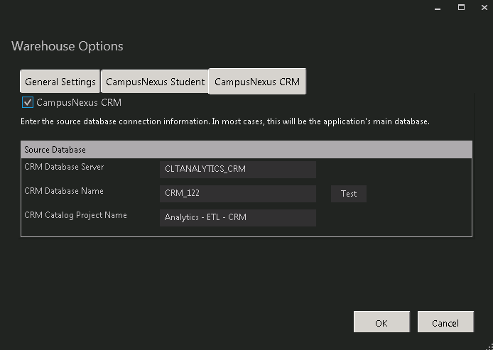 Warehouse Options Warehouse Options - CNS tab