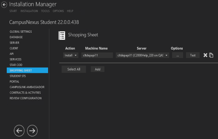 Shopping Sheet Settings