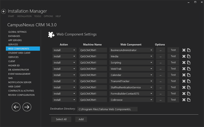 Web Components Settings
