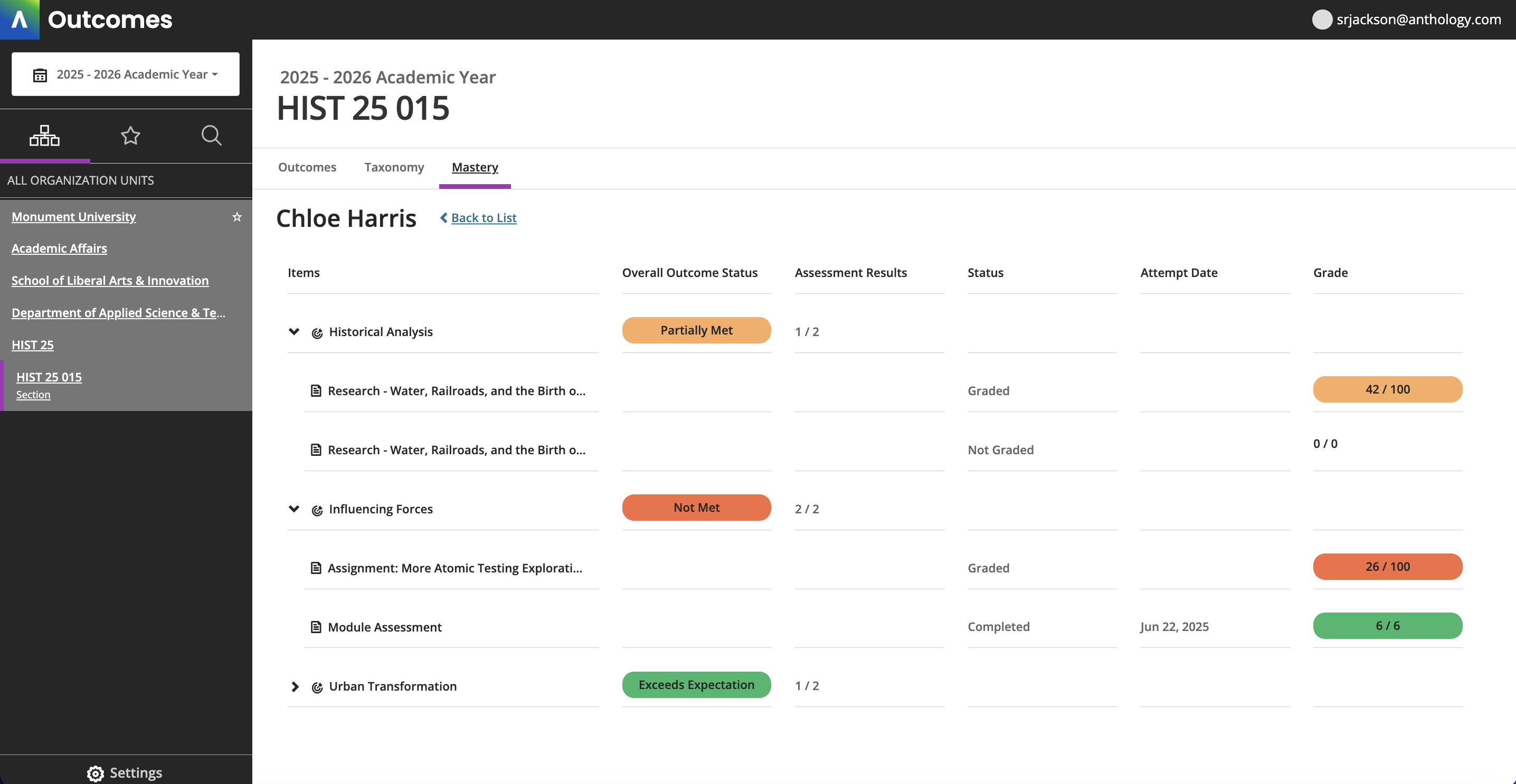 Student Mastery Details Student Mastery Details