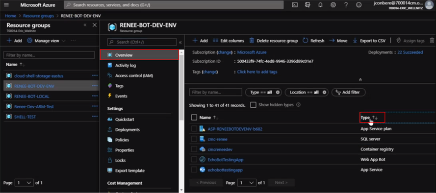 Azure Resource Groups Grid - Sort by Type