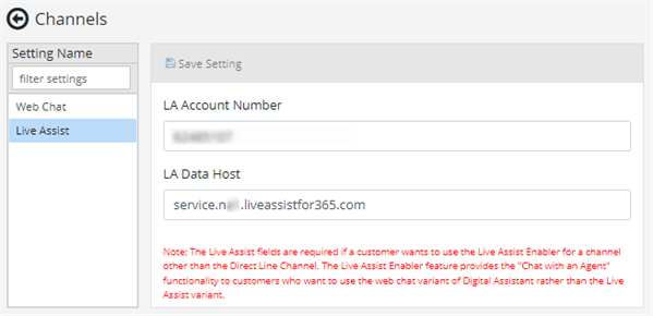 Channels - Live Assist
