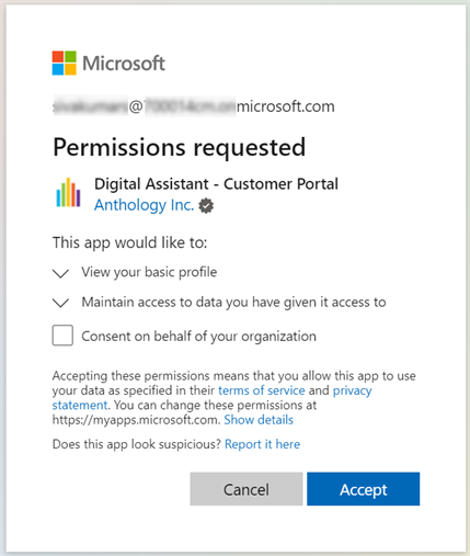 Permissions requested