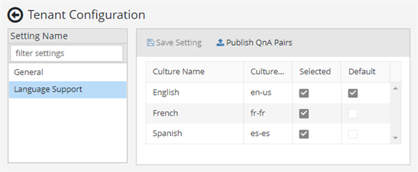 Tenant Configuration - Language