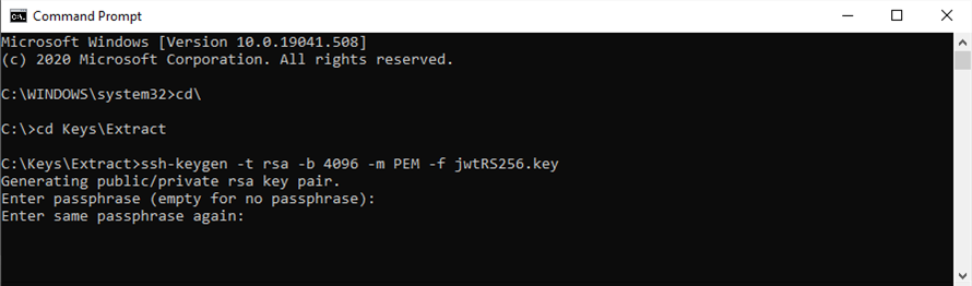 Command prompt - passphrase again