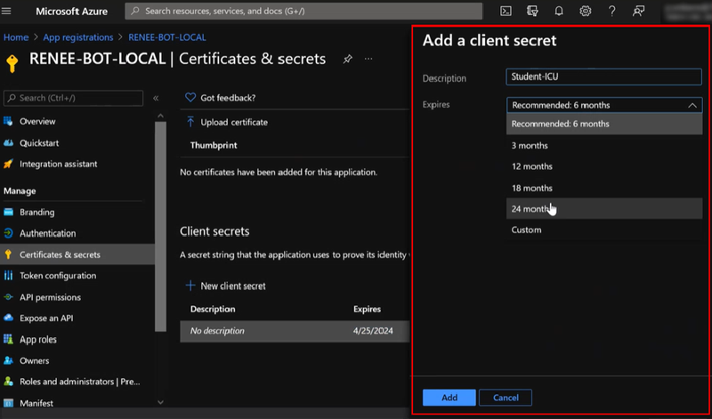 Add secret