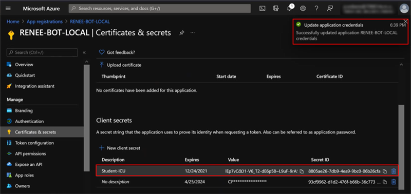 New secret added