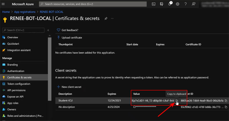 Copy secret value