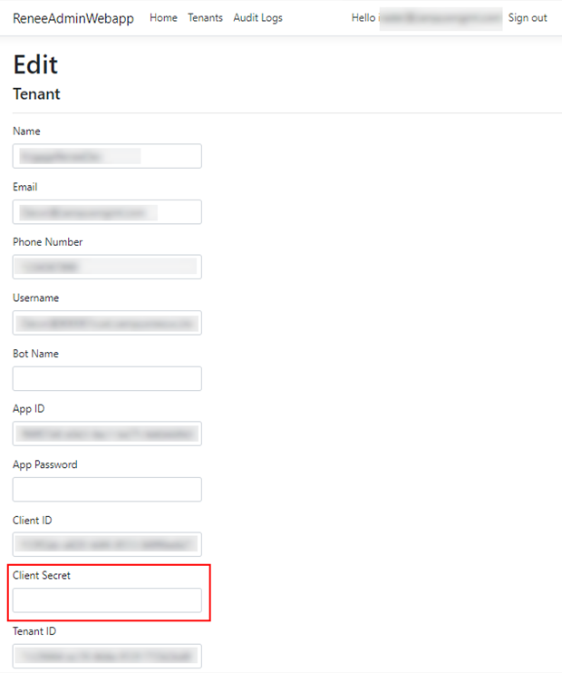 Webapp - Client secret