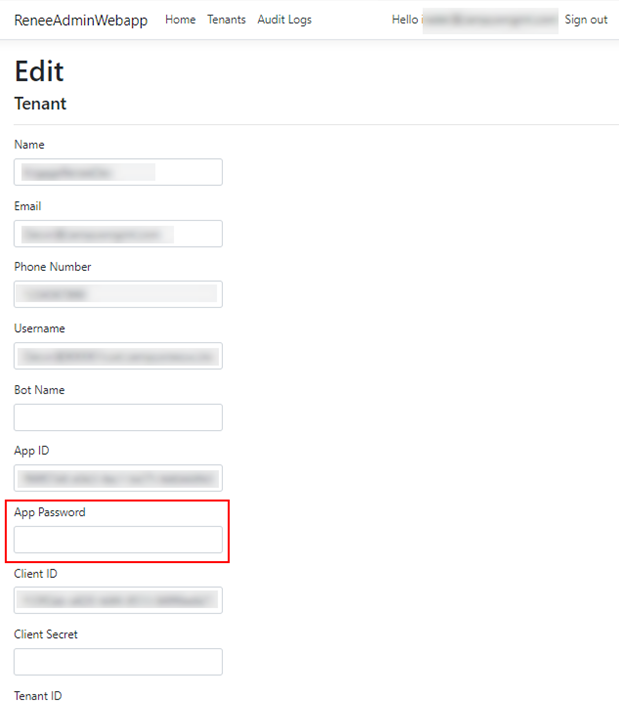 Web App - App password