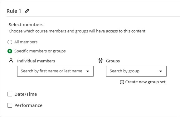 Select member options for release condition rules