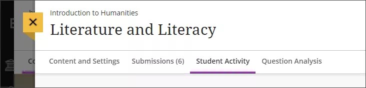 The Student Activity tab selected on an assessment