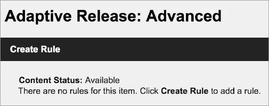 The Adaptive Release: Advanced page showing Create Rule.