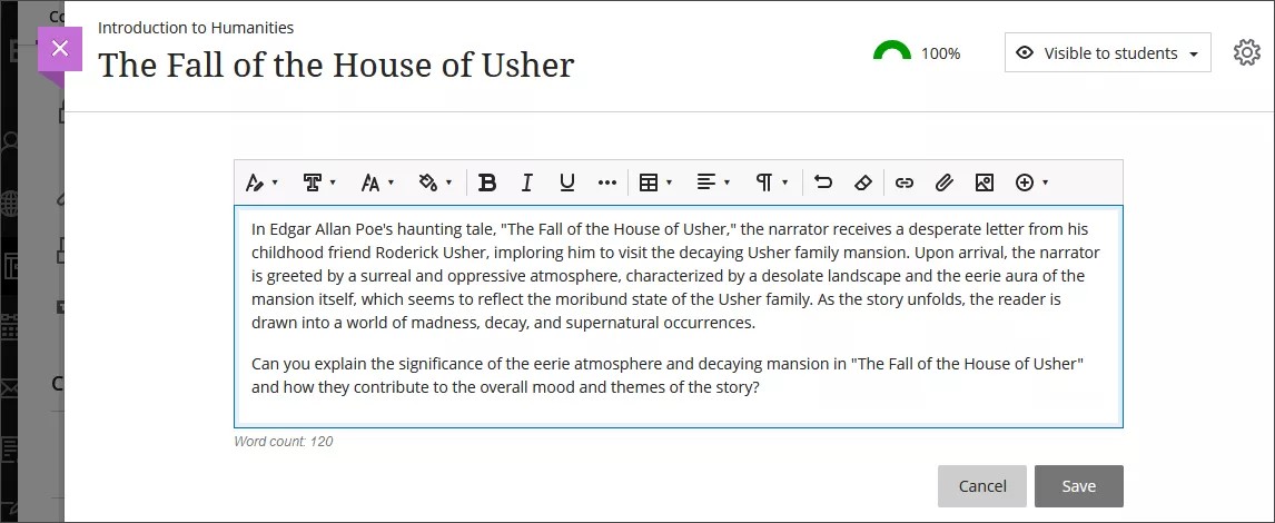 Imagen del editor de texto, mostrando las opciones de características
