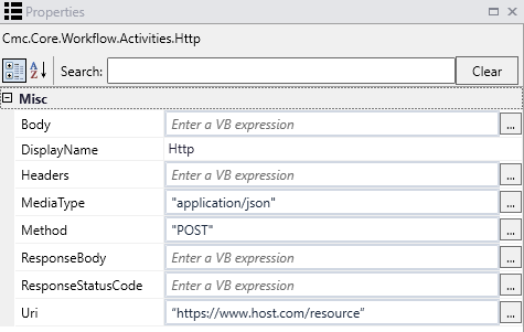 Properties pane