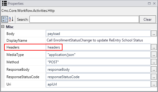 Http activity - Properties