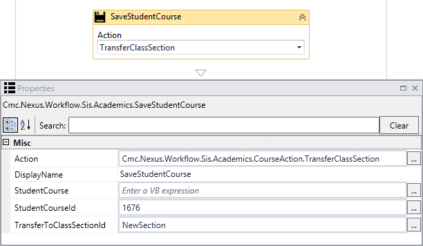 SaveStudentCourse Example - TransferClassSection