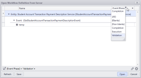 Open Workflow from Server - Event Phase Selection Options