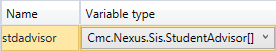 variable for student advisor
